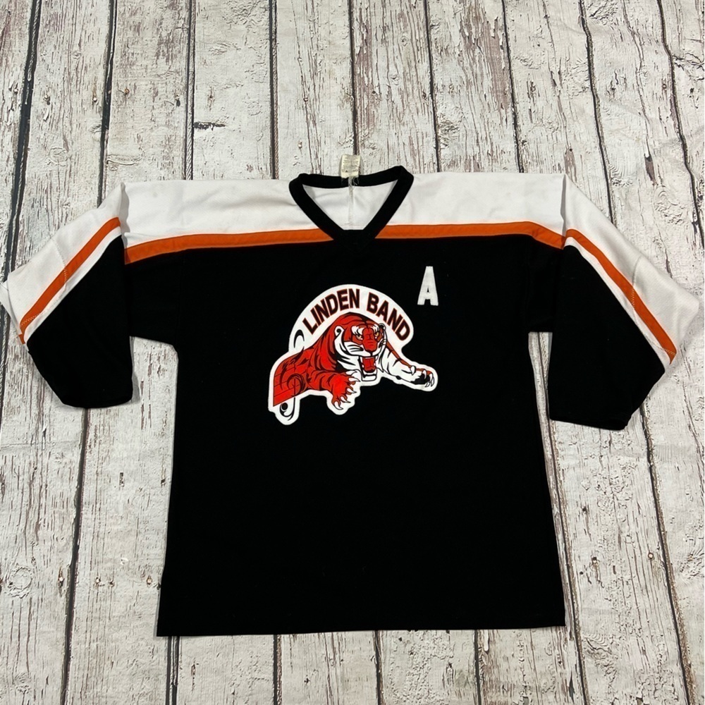 Linden Band Tigers Sports Hockey Athletic Knit Sports Uniform Jersey